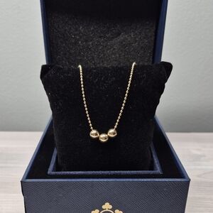 14k Gold Moon Cut Ball Beaded Chain Necklace